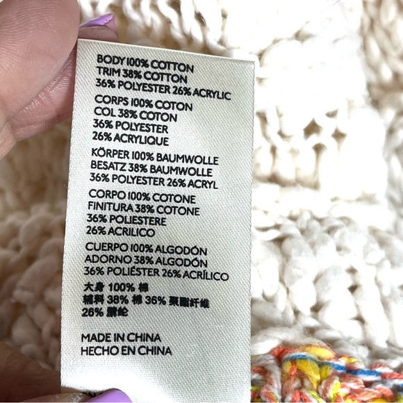 Free People Ivory West Palm Pullover Sweater with Colorful Trim Size XS - Picture 11 of 11